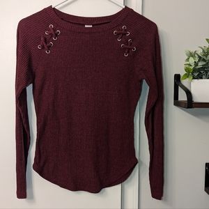 3/$10 Marled Maroon Long Sleeve Sweater